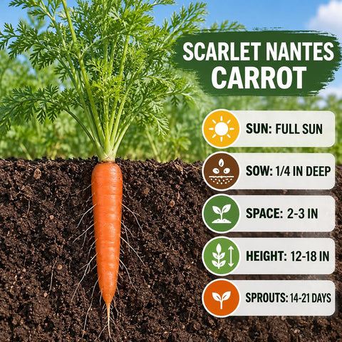 1000 Carrot Seeds for Planting - Heirloom, Scarlet Nantes