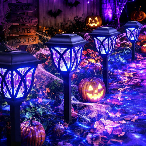 GIGALUMI Solar Halloween Lights Outdoor Decor, Solar Pathway Lights 6 Pack