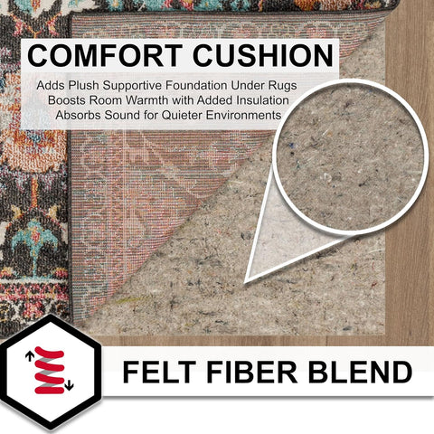Mohawk Home Non Slip Rug Pad 7' 6" x 10'- 1/4" Thick Felt + Latex Rubber Gripper - Dual Surface Cushion for Hardwood, Carpet, Tile Floors, Made in USA