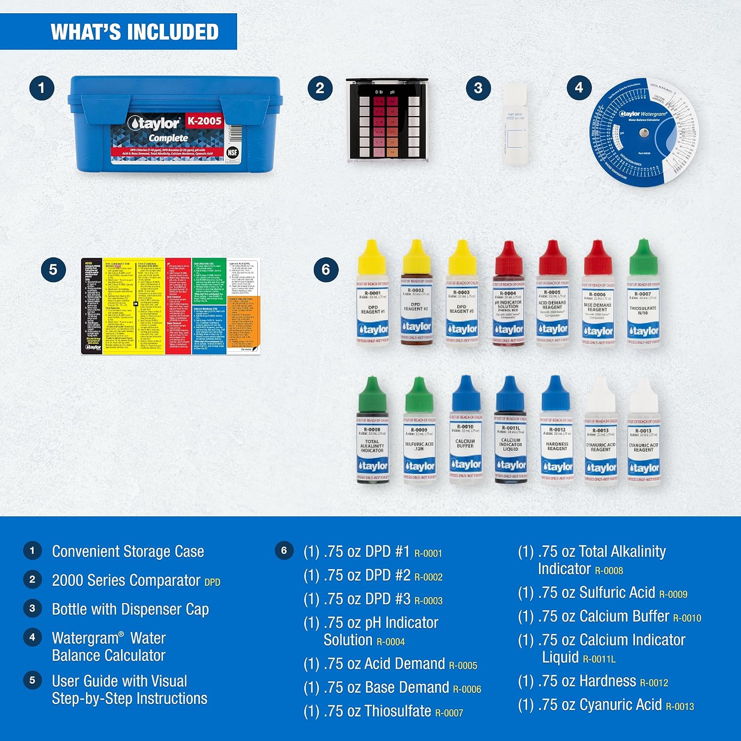 Taylor Technologies K-2005 DPD, 9-in-1 Complete Pool Test Kit