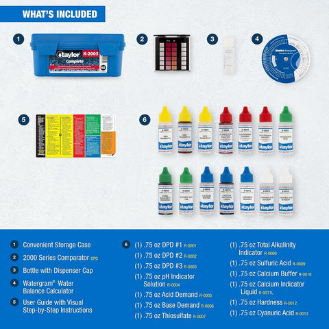 Taylor Technologies K-2005 DPD, 9-in-1 Complete Pool Test Kit