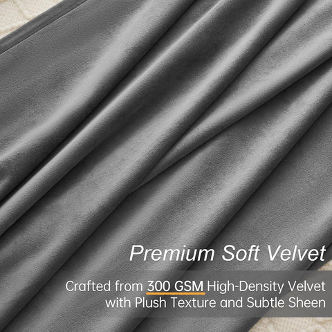Topfinel Gray Velvet Blackout Curtains 84 Inches Long, Light Grey Room Darkening Thermal Insulated Soundproof Modern Heavy Thick Suede Back Tab Winter Drapes for Living Room Bedroom 2 Panels