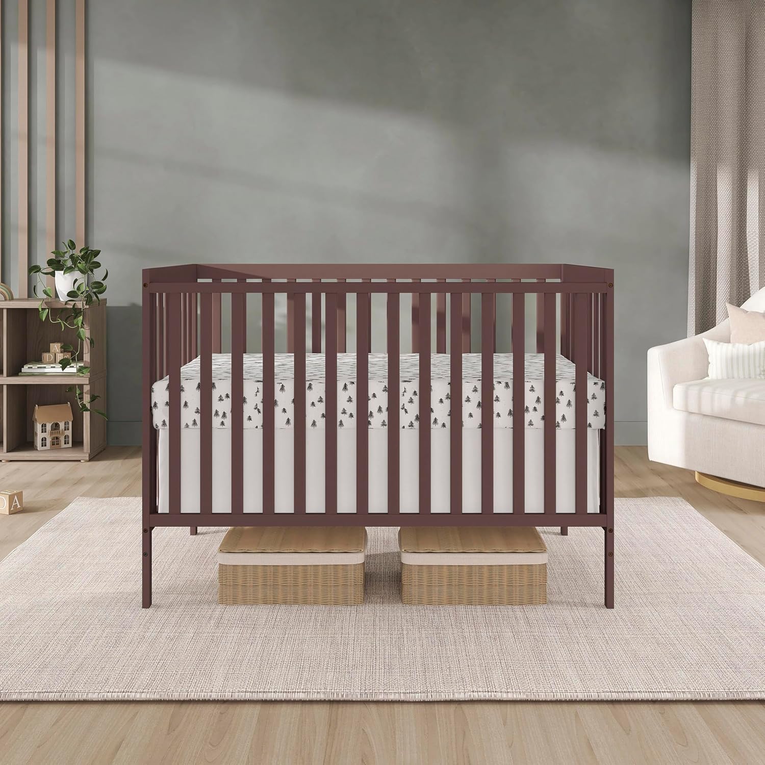 Dream On Me Synergy 5-in-1 Baby Crib, Converts to Toddler Bed, Baltic Amber