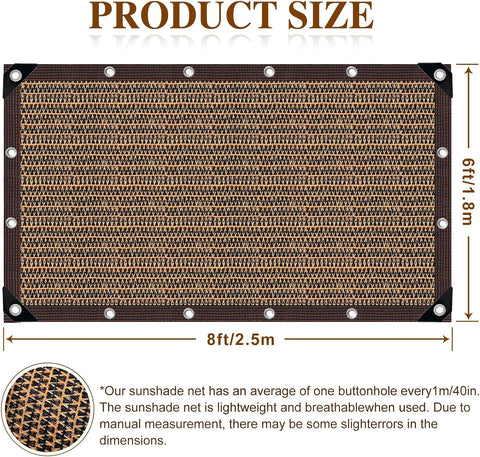 80% Shade Cloth -6x8FT Sunblock Net with Grommet,Lightweight and Durable UV Protection,Shade Cloth for Garden Patio Pergola Balcony Plants Greenhouse Dog Kennel Chicken Coop Outdoor