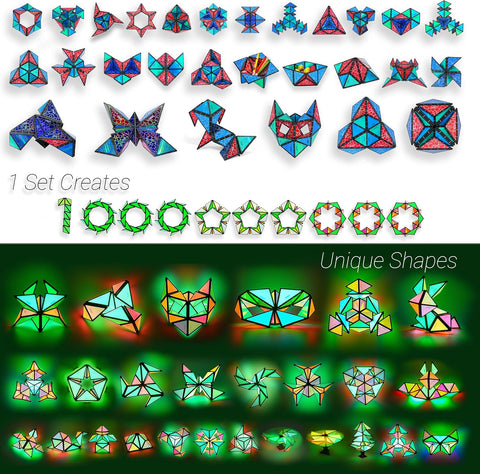 TOSY Magnet Pyramid Stone - 1 Cube Transforms into 1 Billion Shapes, 12 Pieces, 243 Rare Earth Magnets, Holographic Design Magnet Tiles Creative Puzzle STEM/STEAM Toy