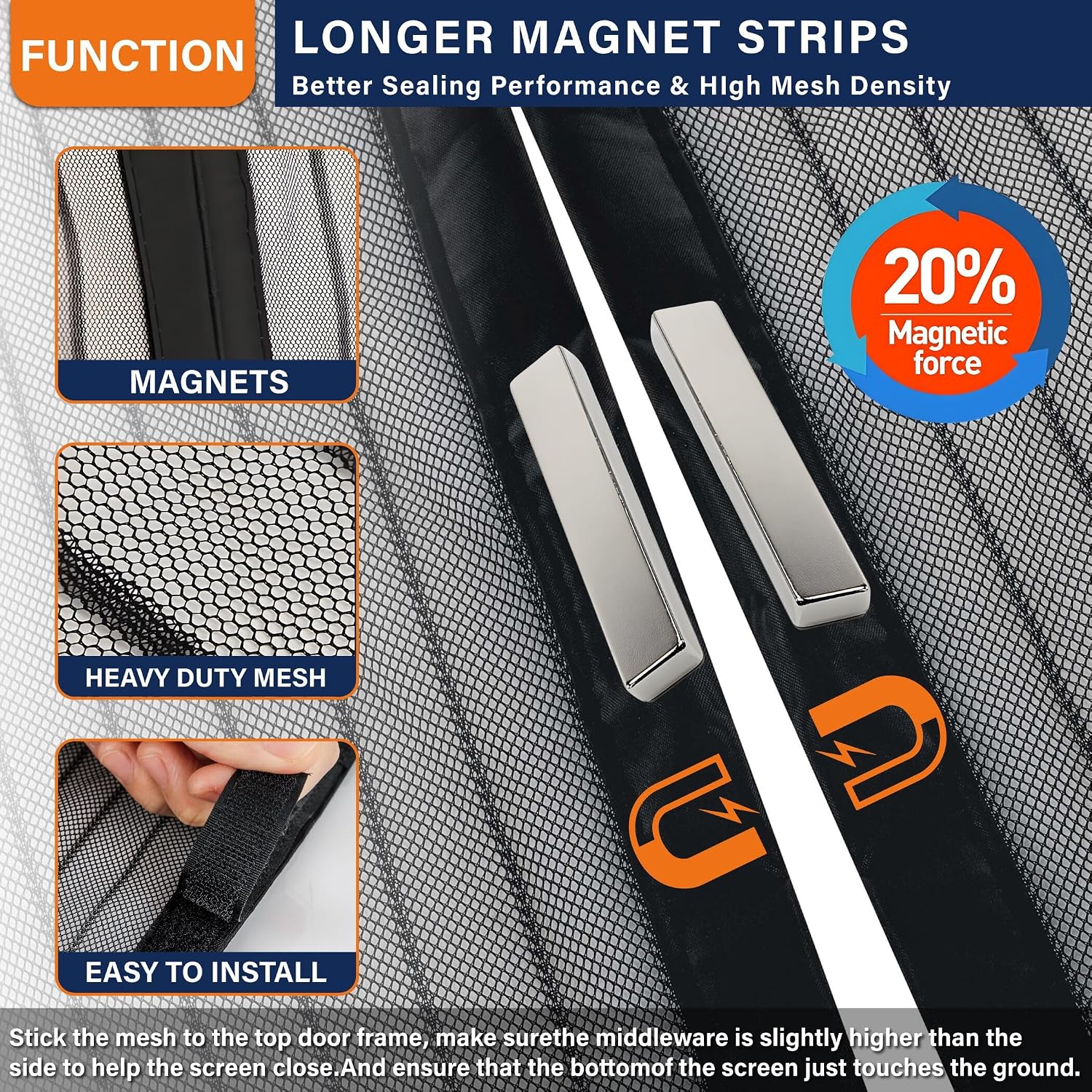 Magnetic Screen Door, Keep Bugs Out, Pet & Kid Friendly，Works with Front Doors, Sliding Doors,Fit Door Size 30 x 80 Inches