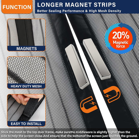 Magnetic Screen Door, Keep Bugs Out, Pet & Kid Friendly，Works with Front Doors, Sliding Doors,Fit Door Size 30 x 80 Inches
