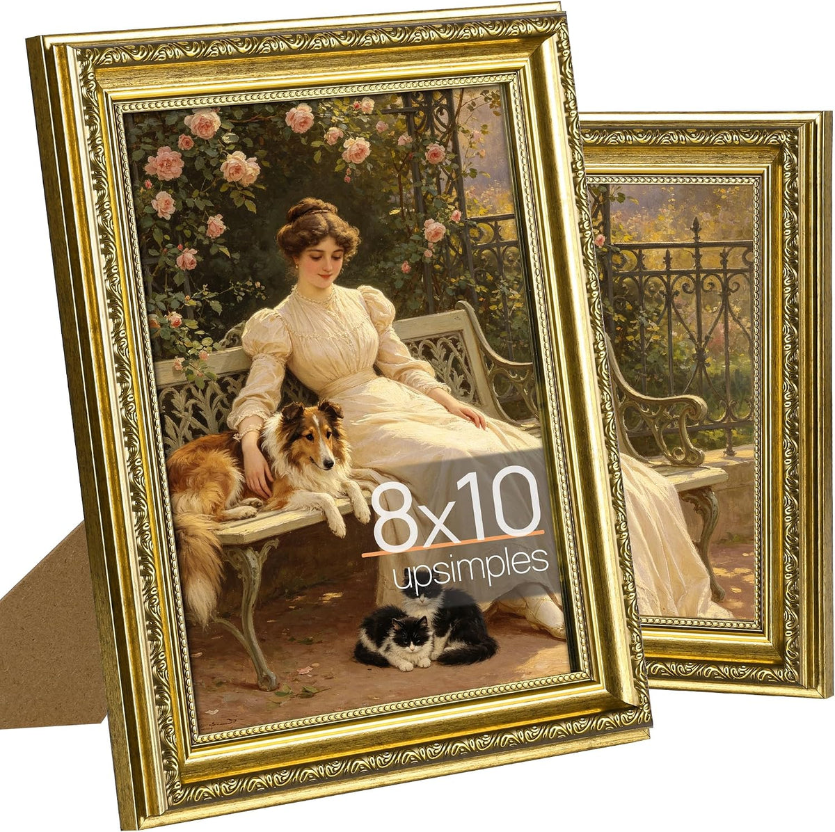 upsimples Vintage 8x10 Picture Frame, Antique Gold Frames, 2 Pack