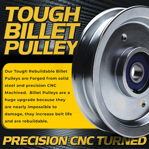 BIGBearing Solid Steel Billet Rebuildable Idler Pulley 126124 604231 for Hustler FasTrak TrimStar Surfer Pro Raptor SD SDX X XD XDX XL Flip-Up & Limited Big Dog Blackjack Alpha MP 607479 15213 280-811