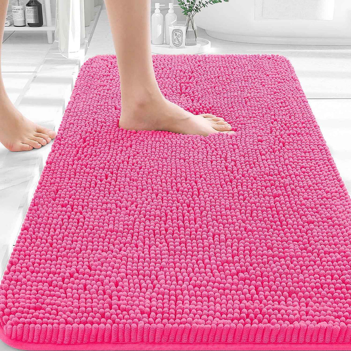 OLANLY Small Bathroom Rugs 30x18, Extra Soft Absorbent Chenille Bath Rugs