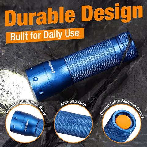 EverBrite Mini Flashlight, Zoomable 350LM LED Flashlight, Blue