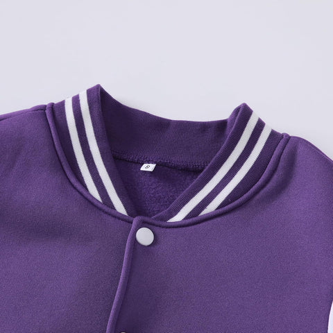 Kids Varsity Jacket Girls Boys Baseball Jacket Bomber Coat School Uniform with Pocket