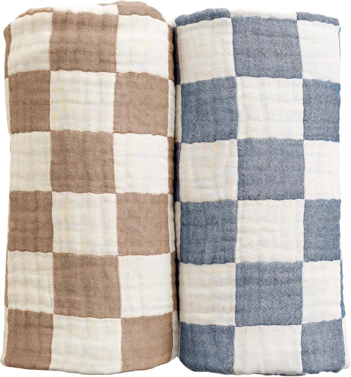 Ultra Soft Checkered Muslin Baby Blanket 2 Pack Cotton Swaddle Blanket 43"