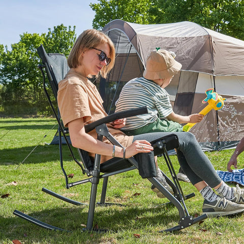 Portal Oversized Folding Rocking Camping Chair Portable 400 lbs Black