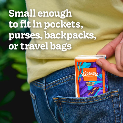 Kleenex On-The-Go Facial Tissues, 8 Travel Packs, 10 Tissues per Pack