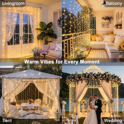JMEXSUSS 600 LED Curtain Lights, String Lights for Bedroom,9.5ft x 19.6ft