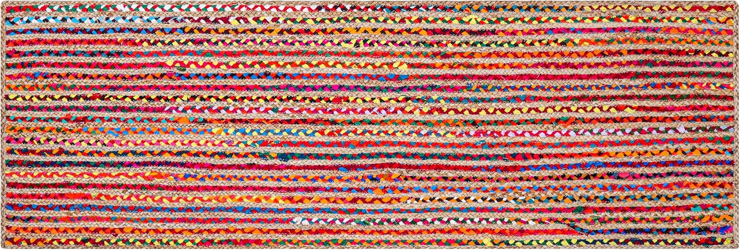 Hausattire Jute Cotton Braided Kitchen Rug 2x3 Feet - Multi Color