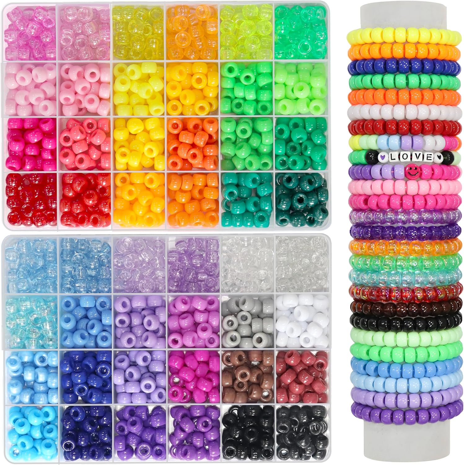 LIS HEGENSA 48Color 2000PCS Kandi Pony Beads Bracelets Jewelry Making Kits