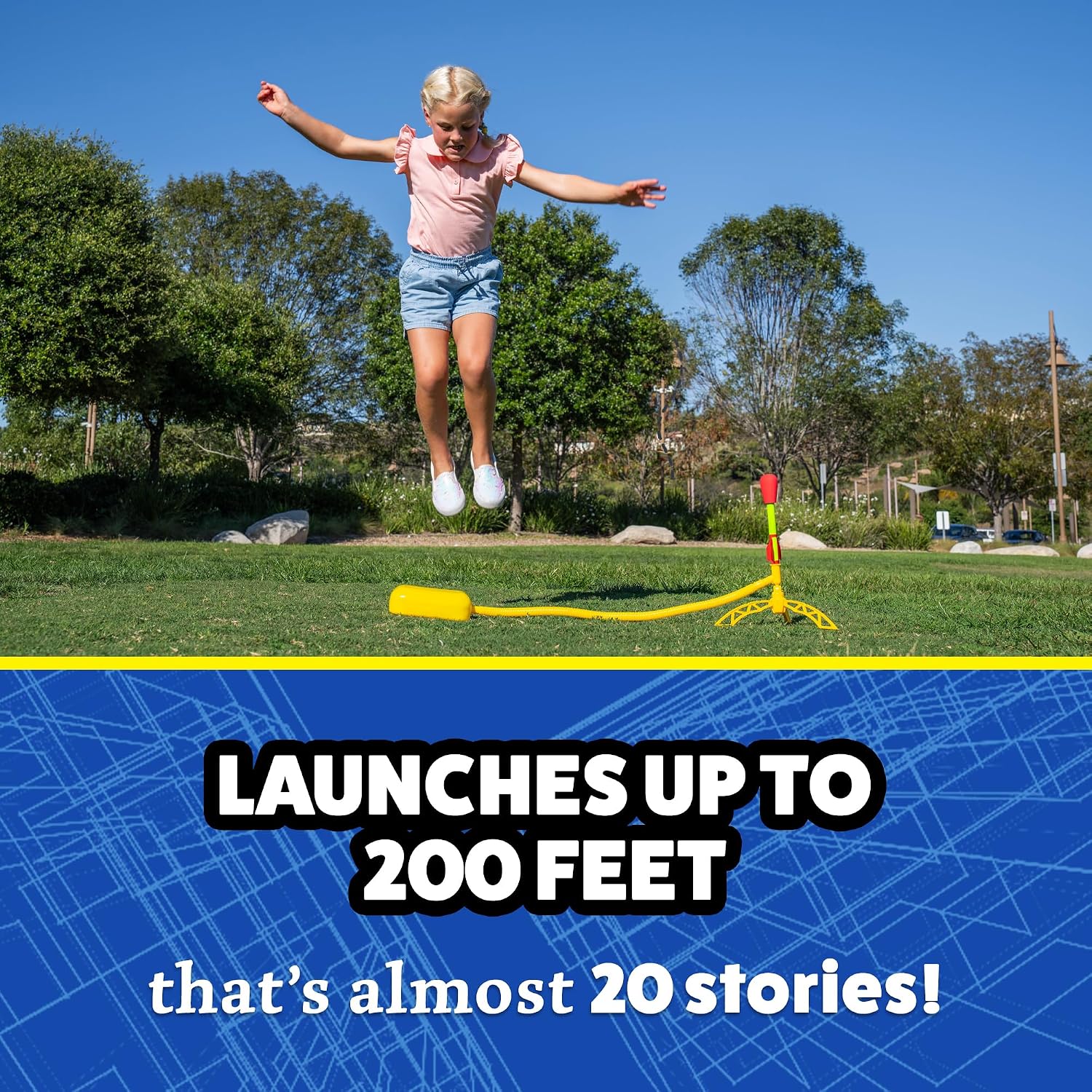 Stomp Rocket Ultra, High-Flying Rocket Launcher for Kids, 4 Rockets