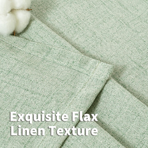 YoungsTex Sage Green Kitchen Window Curtains, Short Linen Drapes with Bronze Grommet Light Filtering Semi Sheer for Bathroom Windows, 42 x 40 Inch, 2 Panels