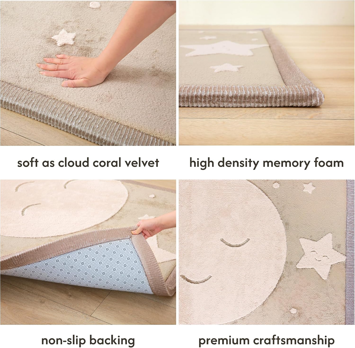 Hakuna Matte CloudRise Baby Play Mat for Floor 47" x 67" Moon & Stars