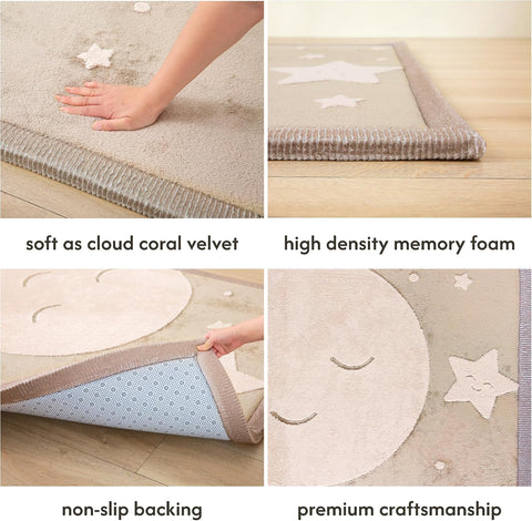 Hakuna Matte CloudRise Baby Play Mat for Floor 47" x 67" Moon & Stars