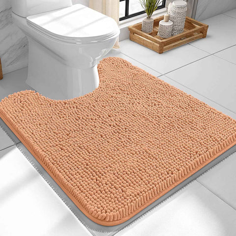 OLANLY Toilet Rugs U-Shaped 24x24, Soft Absorbent Chenille Contour Rugs