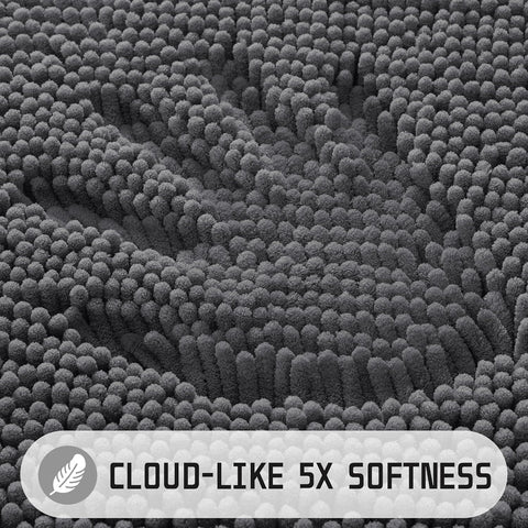Yimobra Long Bathroom Rugs 44"x24", Extra Soft Non Slip Bath Mat for Tub, Super Absorbent Quick Dry Shaggy Rug Floor Carpet, Machine Washable,Dark Gray