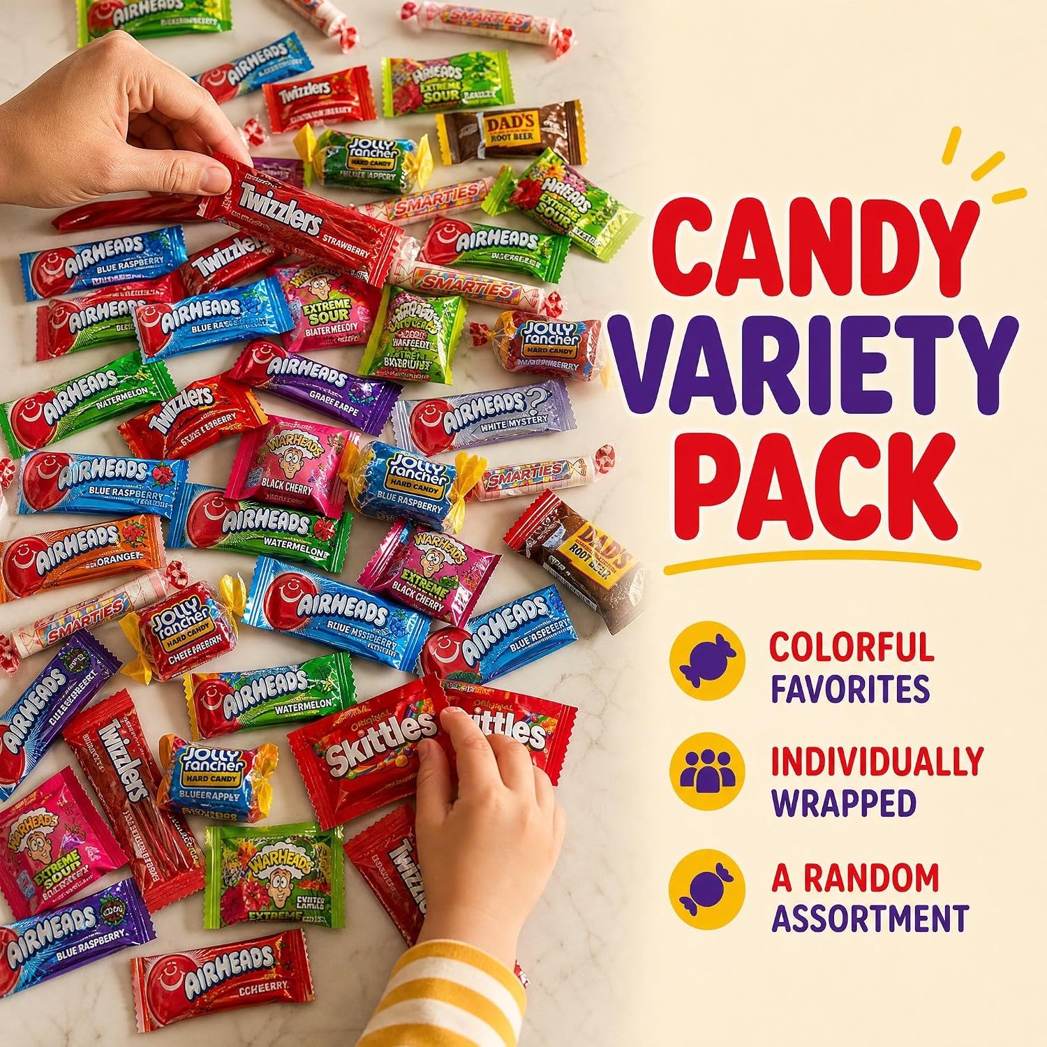 Candy Variety Pack - Assorted Candy Party Mix - 4 LB Bag - Sweets Assortment - Bulk Individually Wrapped - Pinata Candies - Mixed Candies - Queen Jax - Deluxe Mix - July 4th