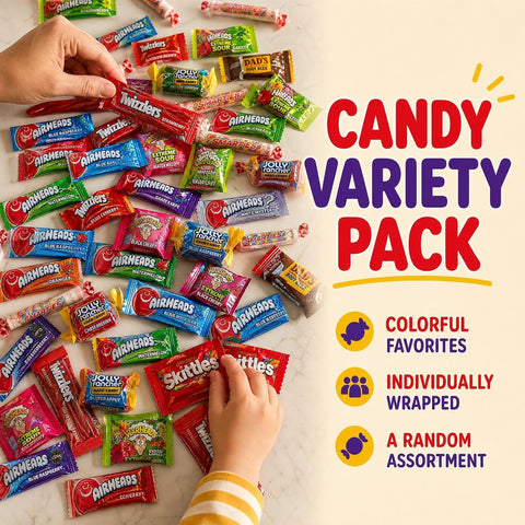 Candy Variety Pack - Assorted Candy Party Mix - 4 LB Bag - Sweets Assortment - Bulk Individually Wrapped - Pinata Candies - Mixed Candies - Queen Jax - Deluxe Mix - July 4th