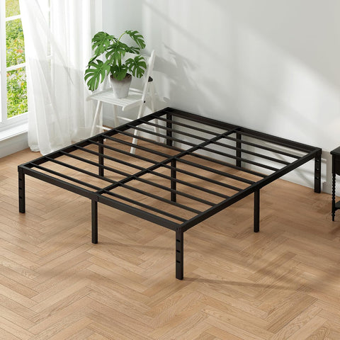 Metal Platform Bed Frame Full Size, 18 Inch Height with Heavy Duty Steel Support, No Box Spring Needed, Easy Assembly and Underbed Storage,Black