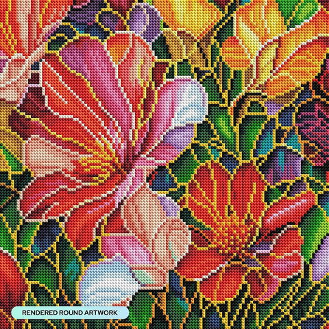 DIAMOND ART CLUB Stained Glass Flower Diamond Art Kits for Adults