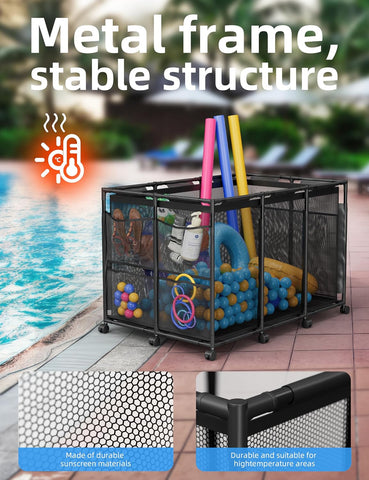POOLHOUR XXL Large Pool Float Storage Bin, Pool Toy Organizer, Black