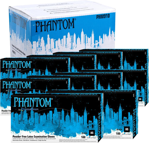 Adenna Phantom 6 Mil Black Latex Gloves – Powder-Free, Textured, Disposable, Medical & Tattoo Use