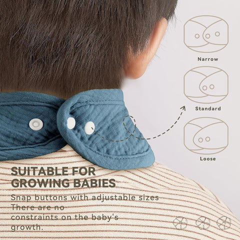 Muslin Baby Bibs for Unisex Boys Girls, Cotton Drool Bibs, Adjustable Newborn Bibs for Drooling and Teething