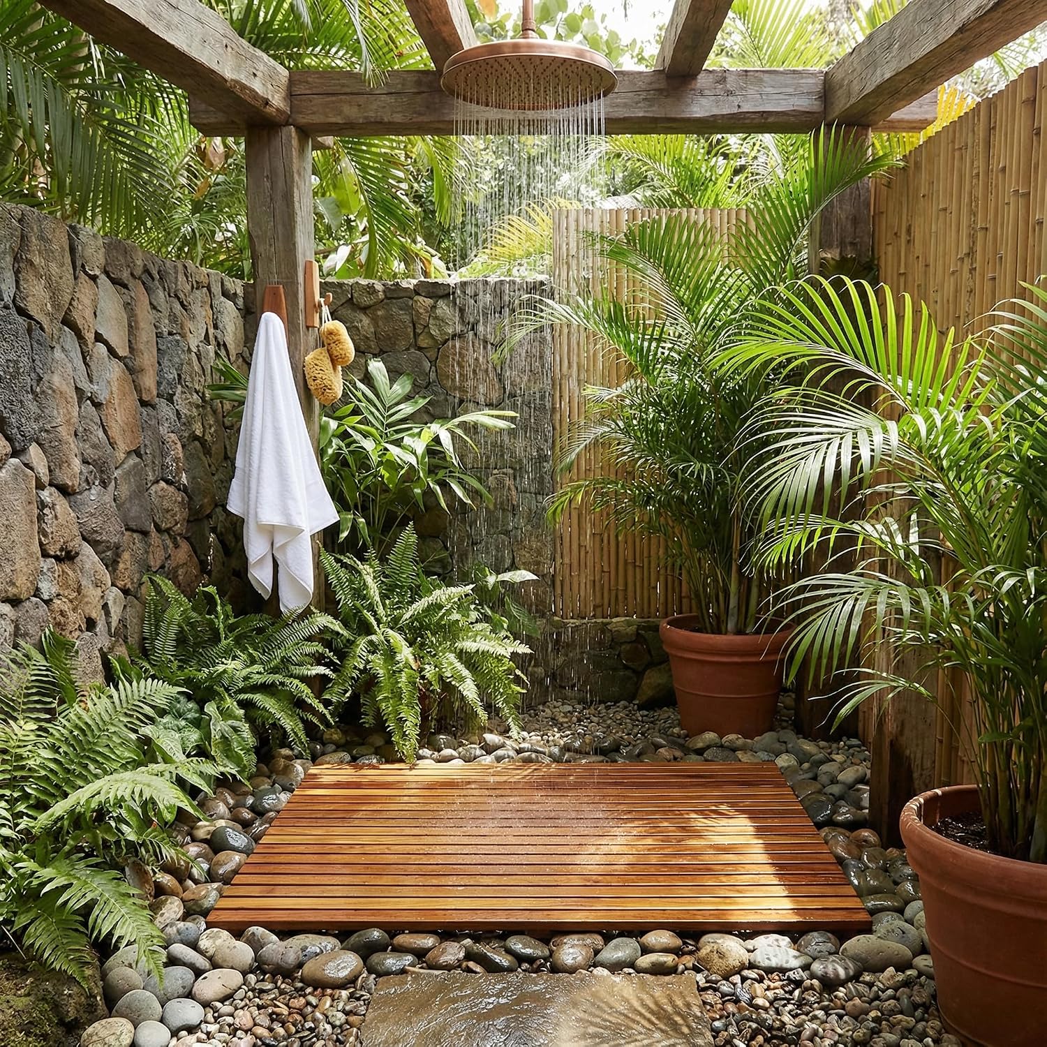 Bare Decor Zen Spa Shower or Door Mat in Solid Teak Wood and Oiled Finish, 31.5 by 19.5-Inch