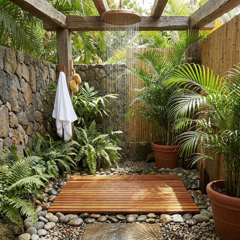 Bare Decor Zen Spa Shower or Door Mat in Solid Teak Wood and Oiled Finish, 31.5 by 19.5-Inch
