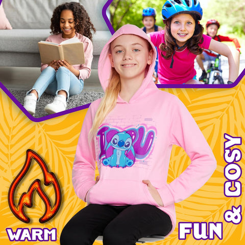 Disney Girls Hoodie - Soft Hooded Sweatshirt for Kids and Teenagers