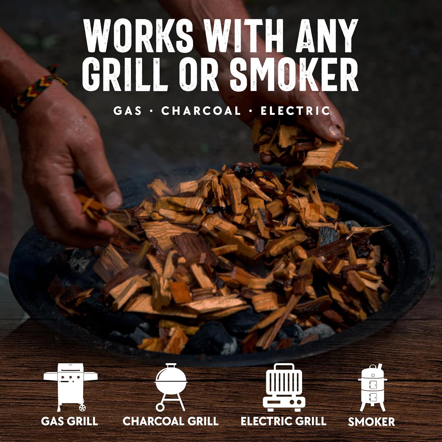 Wood Smoker Chips Bundle of 3 Flavors - Apple, Mesquite & Hickory Wood Chips by Mr. Bar-B-Q, Can be Used on Gas & Charcoal Grill, Variety of Flavors for Smokers, Grilling, BBQ, Camping(3 x 1.8 Lb Bag)
