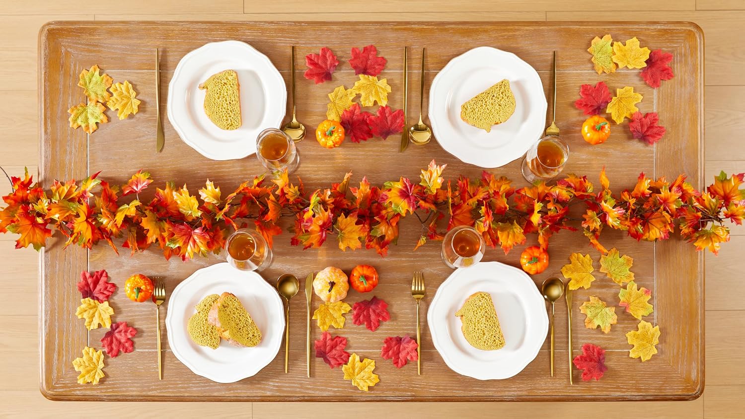 Fall Garland 6.5ft/Piece Fall Maple Leaf Garlands Autumn Garland Leaves Vine for Thanksgiving Home Decor 1pc