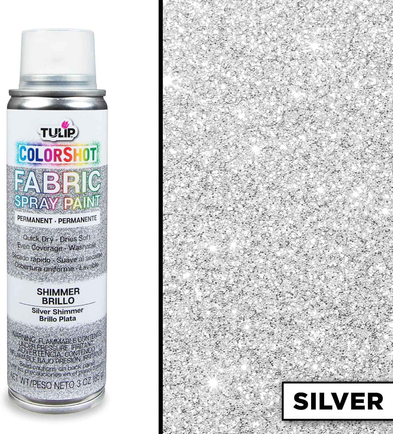 TULIP ColorShot Fabric Spray Paint, Silver Shimmer, 3 oz