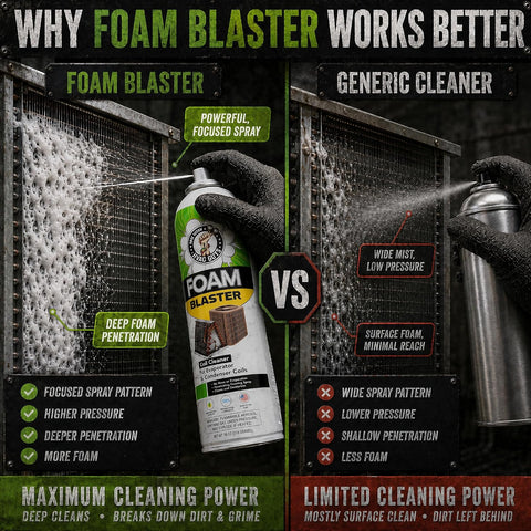 Leak Saver Foam Blaster AC Coil Cleaner Foam Spray | HVAC Coil Cleaner for AC Unit | Professional Deep-Penetrating Formula for Evaporator (No Rinse) & Condenser (Light Rinse) - 12 Pack