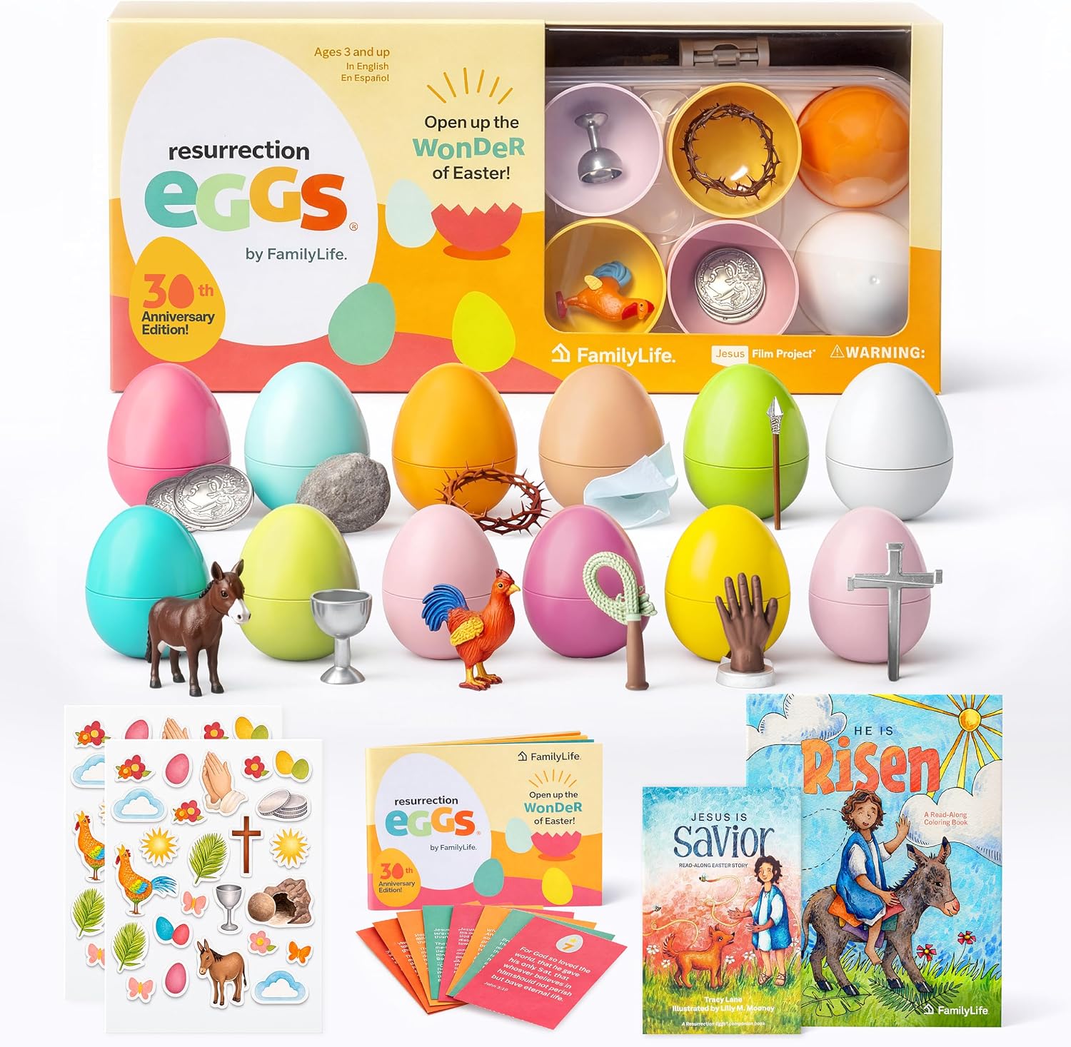 FAMILYLIFE Complete Resurrection Eggs Bundle – Interactive Easter Story Set – Hands-On Toddler Easter Activities – Resurrection Eggs, He is Risen Easter Coloring Book & Jesus is Savior Storybook