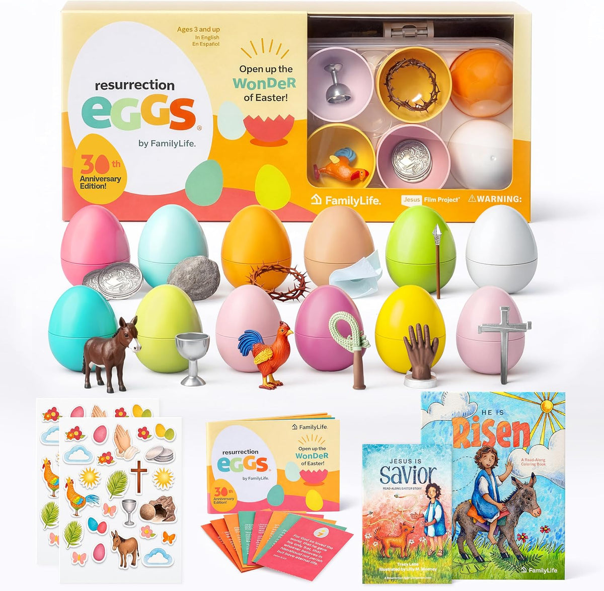 FAMILYLIFE Complete Resurrection Eggs Bundle – Interactive Easter Story Set – Hands-On Toddler Easter Activities – Resurrection Eggs, He is Risen Easter Coloring Book & Jesus is Savior Storybook