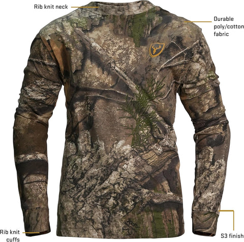 Shield Series Youth Fused Cotton Shirt with Long Sleeves, Youth Camouflage Shirt