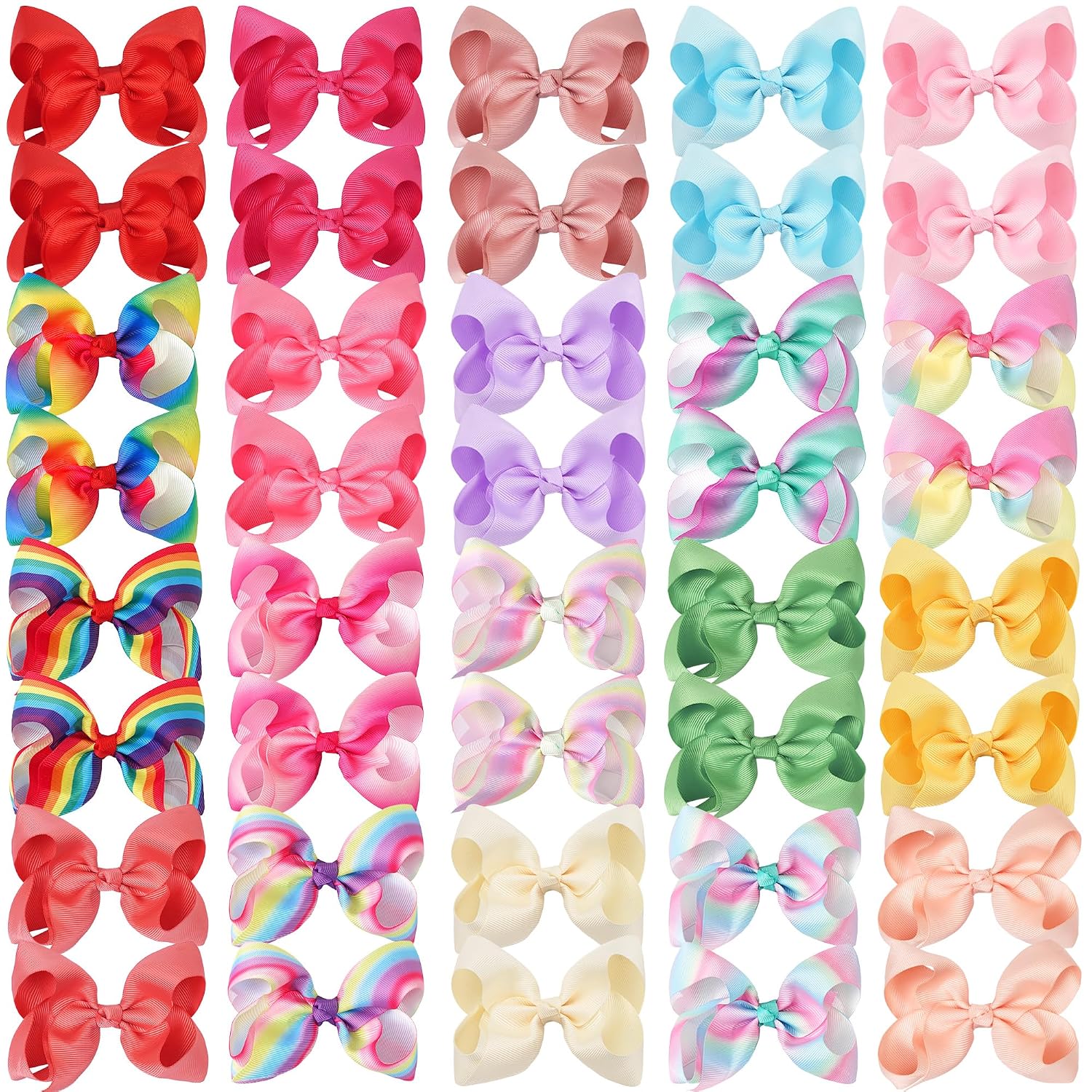 CÉLLOT 40Pcs 4.5 Inch Hair Bow for Girls Toddler Hair Accessories in Pairs