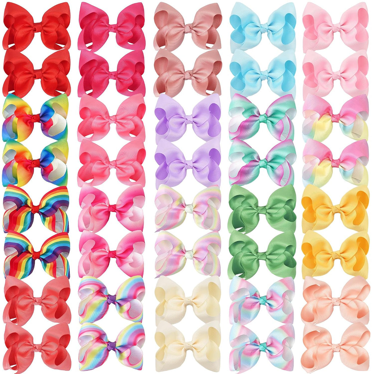 CÉLLOT 40Pcs 4.5 Inch Hair Bow for Girls Toddler Hair Accessories in Pairs