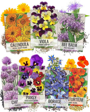Seed Needs Edible Flower Seeds Variety Pack of 7 Wildflowers for Garnishing