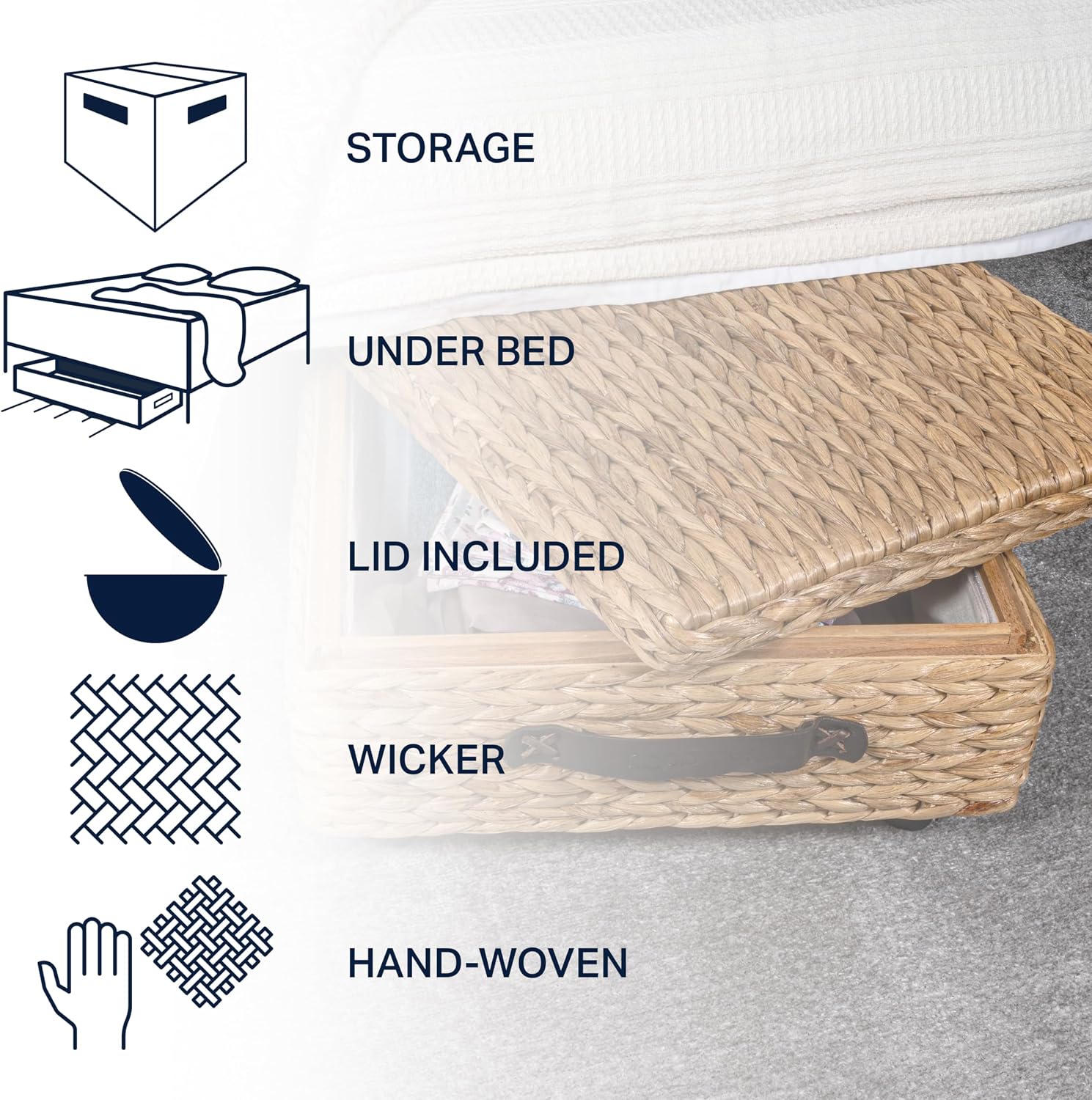 happimess Chett Underbed Storage Bin Wheels 26", Natural