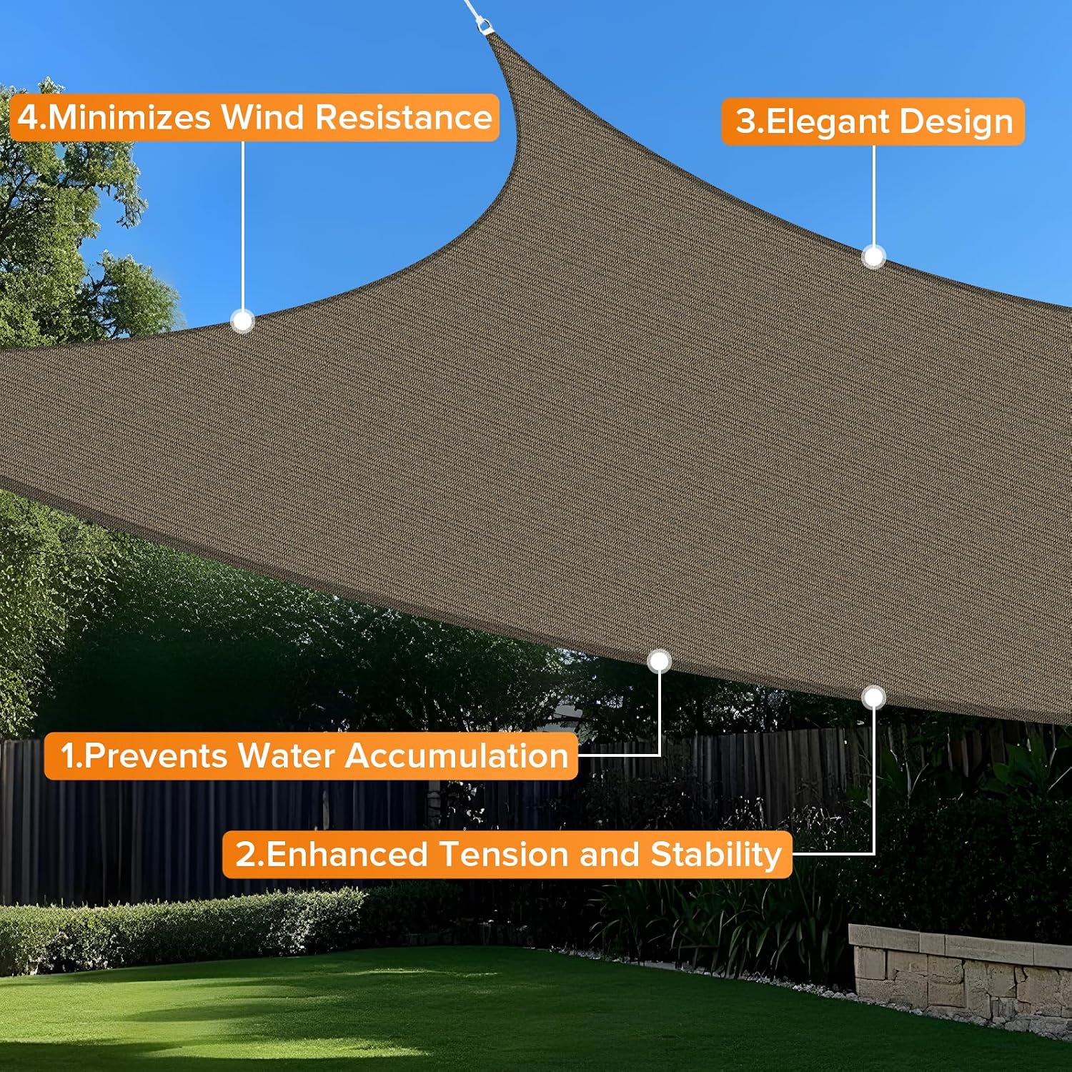 Artpuch Sun Shade Sail 10'X10'X14' Mocha Triangle